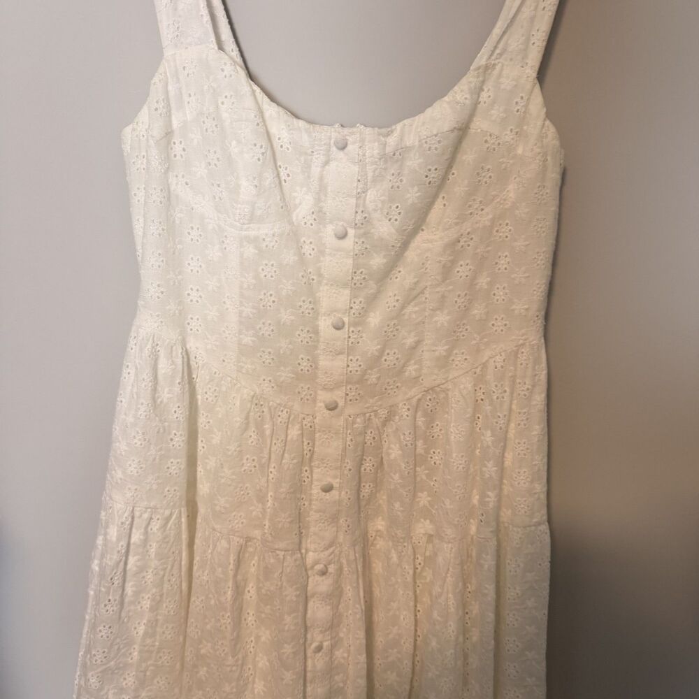 NWT Lulus Profound Sweetness White Eyelet Mini Dress Size Large Cotton - Picture 14 of 16